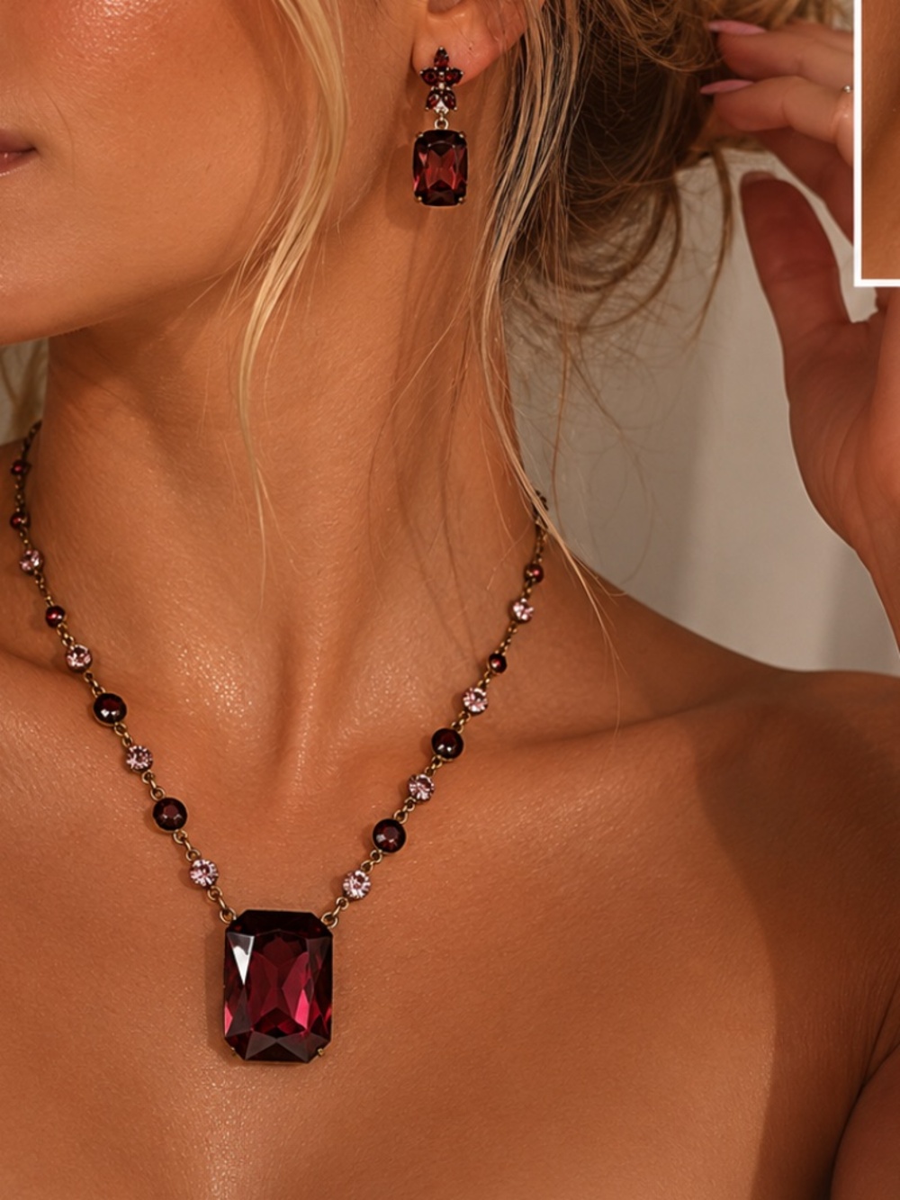 Anne Koplik Purple Swarovski Crystal Necklace and Matching Earrings